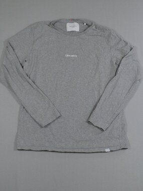 🤍 Les Deux Long Sleeve T Shirt Gray Logo Minimalist Cotton Large